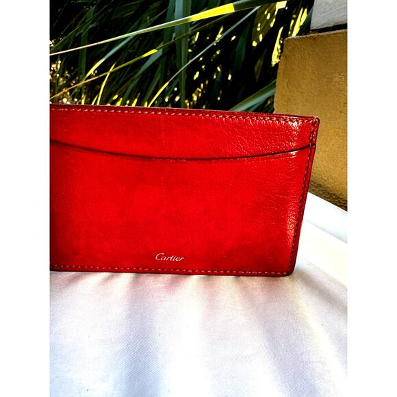 🍒 CARTIER Red Card Holder - Simple Elegant Unisex - Picture 2 of 6